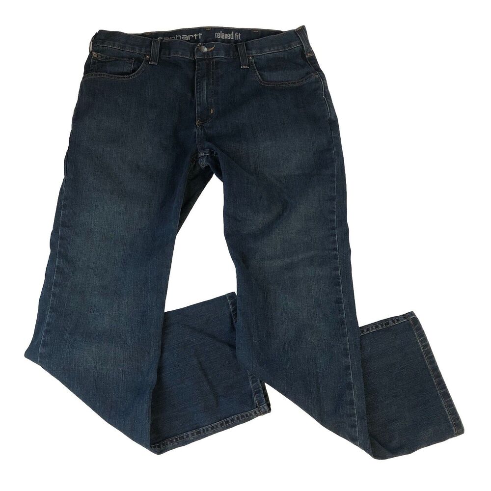 Carhartt Mens Relaxed Fit Denim Jeans Blue Workwear Pants 36 x 30